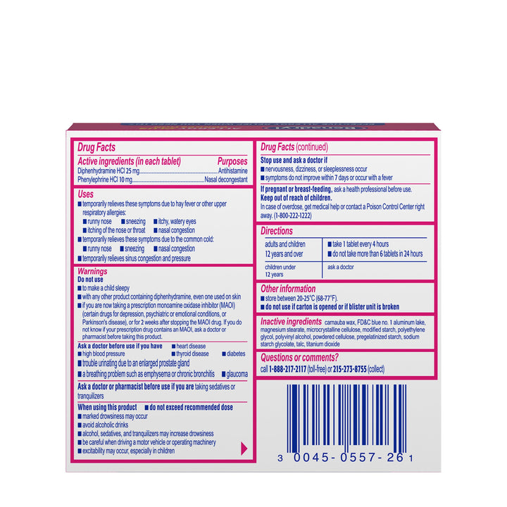 Benadryl Allergy Plus-24 Count-3/Box-8/Case