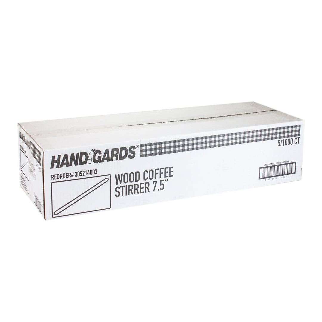 Handgards 7.5 Inch Wood Coffee Stirrer-1000 Each-1000/Box-5/Case