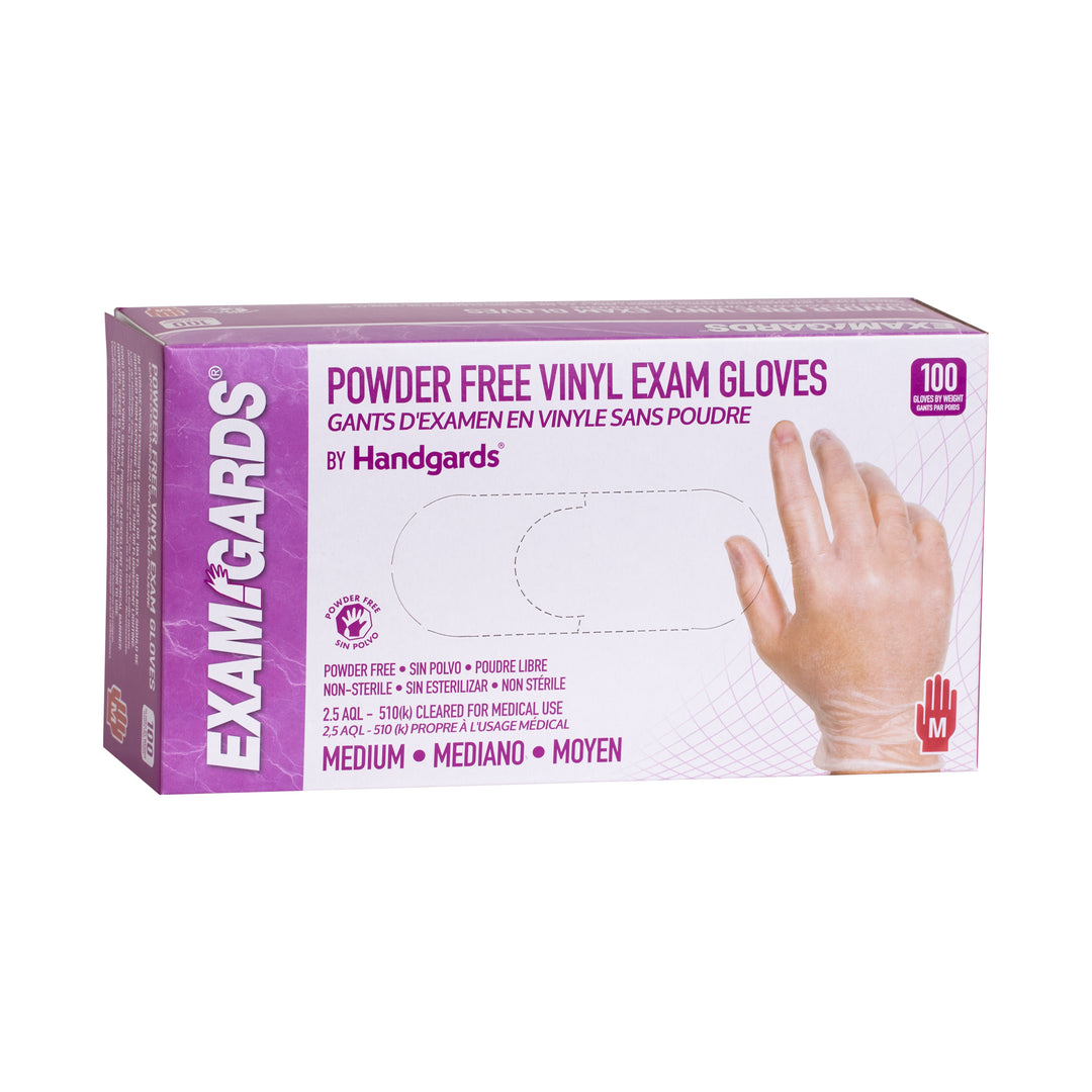 Examgards Handgards Powder Free Medium Vinyl Glove-100 Each-100/Box-10/Case