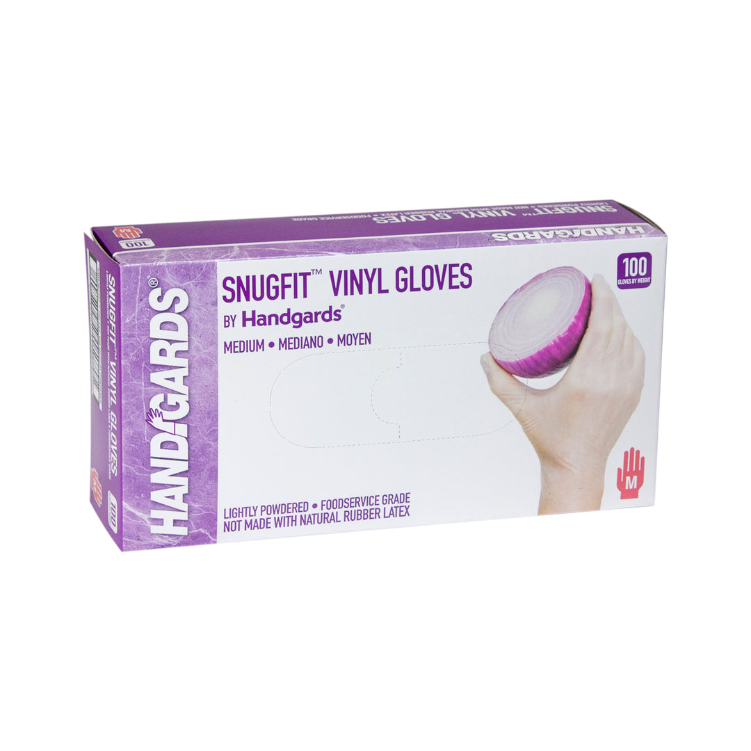 Handgards Snugfit Lightly Powdered Medium Vinyl Glove-100 Each-100/Box-10/Case