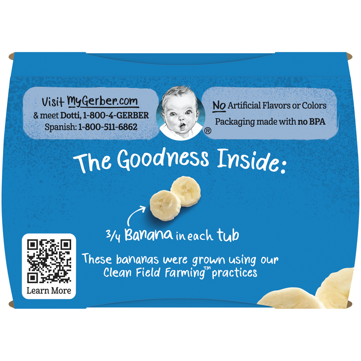 Gerber 2Nd Foods Banana Puree Baby Food Tub-2X 4 Oz Tubs-8 oz.-8/Case