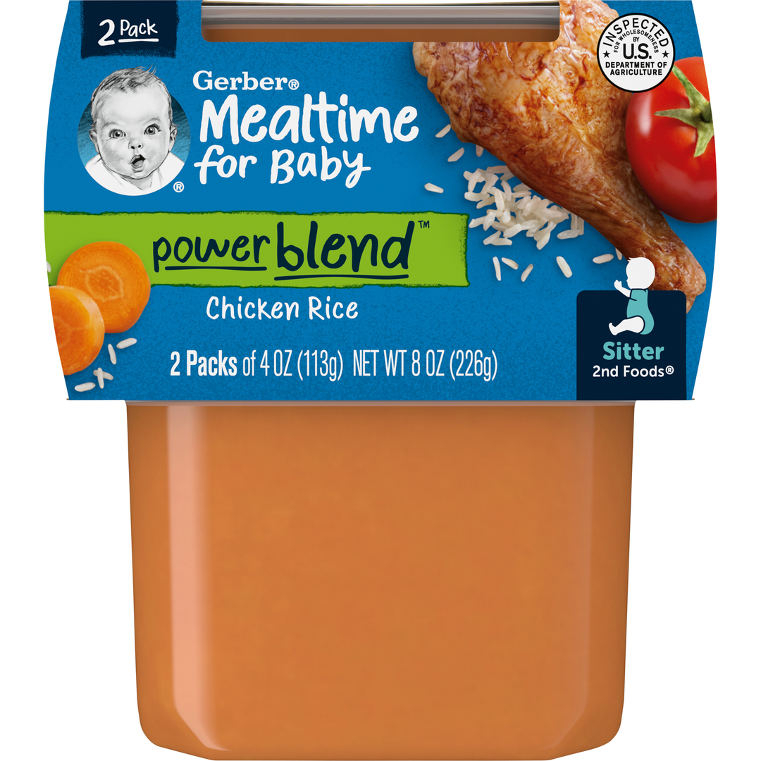 Gerber 2Nd Foods Chicken And Rice Puree Baby Food Tub-2X 4 Oz Tubs-8 oz.-8/Case