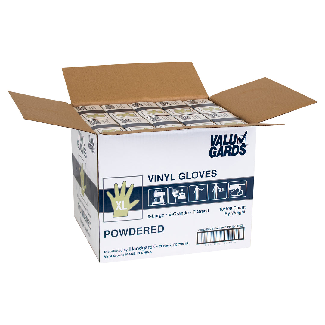 Valugards Hgi Powdered Extra Large Vinyl Glove-100 Each-100/Box-10/Case