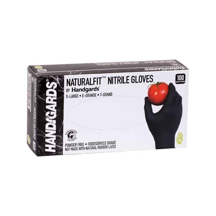 Handgards Naturalfit Nitrile Powder Free Black Extra Large Glove-100 Each-100/Box-10/Case