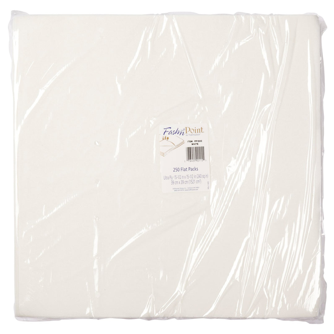 Hoffmaster Fashnpoint Flat Packs 15.5 Inch X 15.5 Inch Ultra Ply Color In Depth White Napkin-250 Each-3/Case