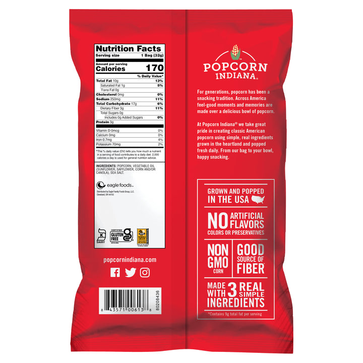Popcorn Indiana Crispy And Savory Sea Salt-1.1 oz.-6/Case