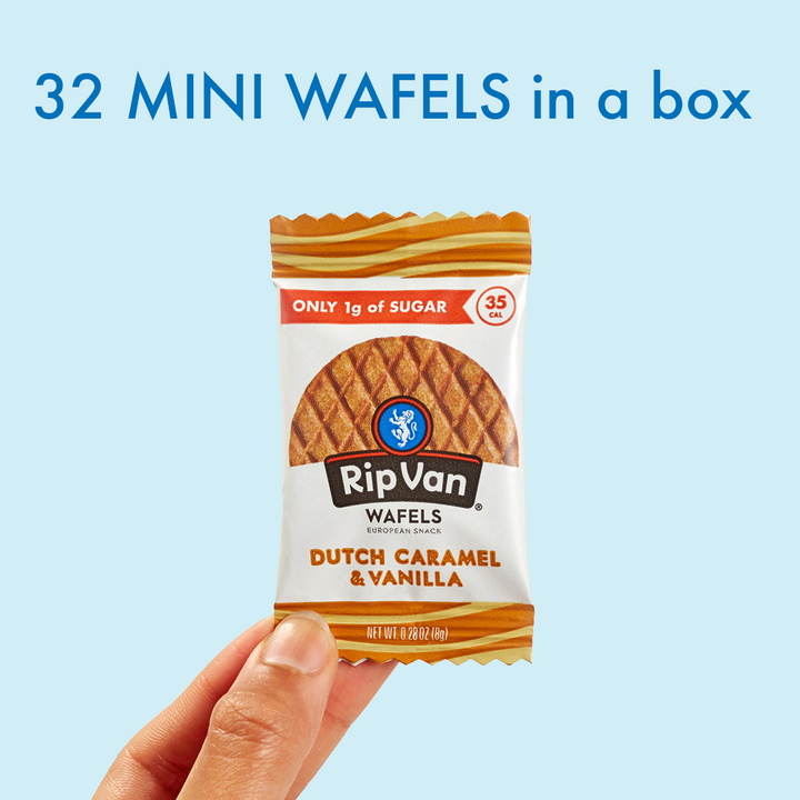Rip Van Low Sugar Dutch Caramel & Vanilla Wafels-0.28 oz.-32/Box-4/Case
