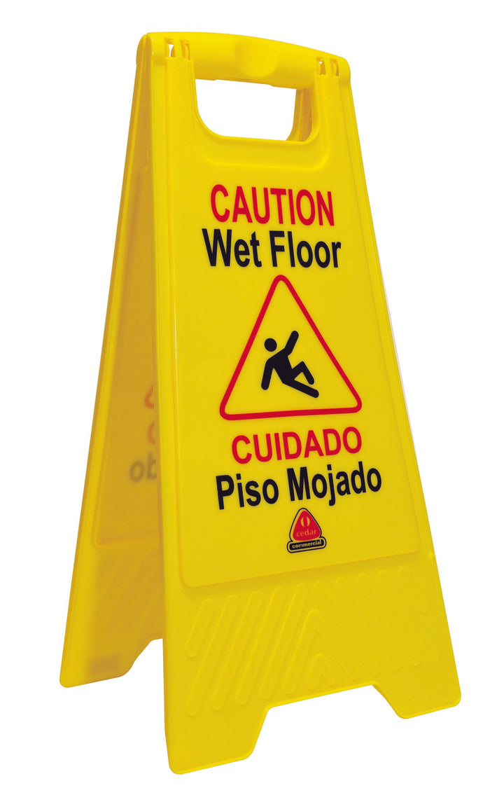 O-Cedar Commercial Plastic Wet Floor Bilingual Sign-1 Each