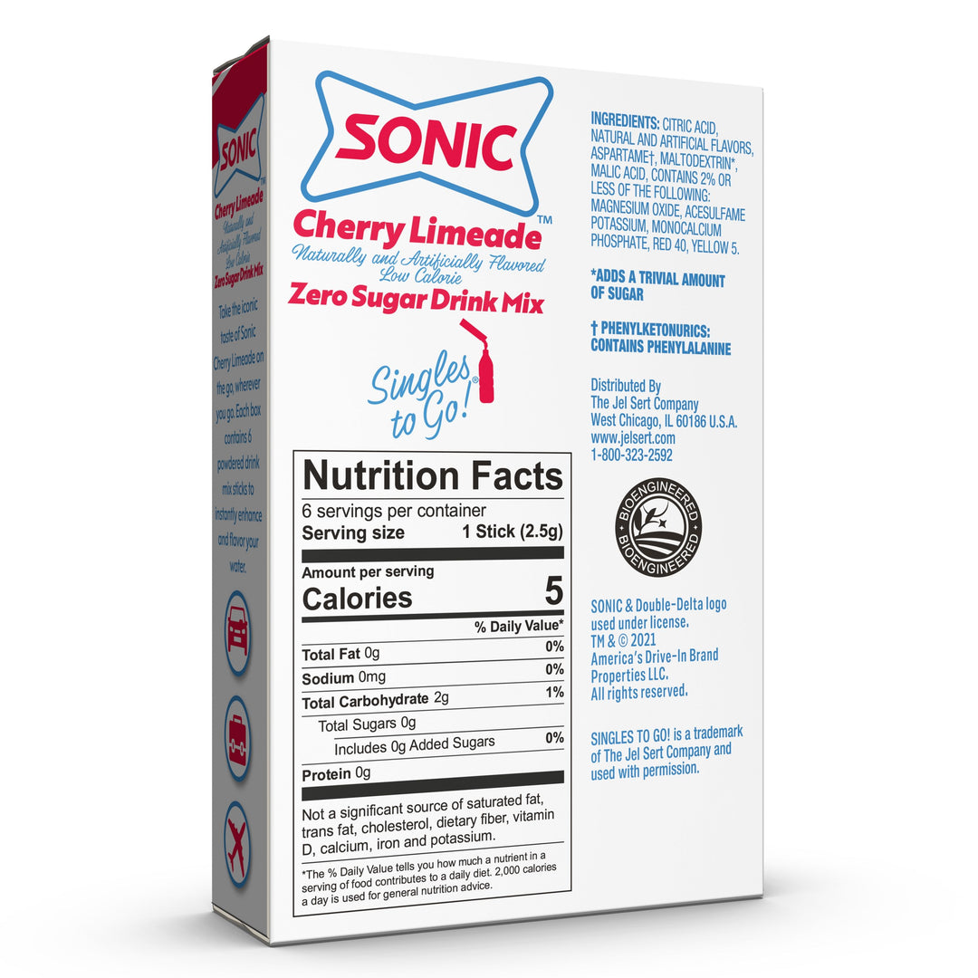 Sonic Cherry Limeade Singles To Go-6 Count-12/Case