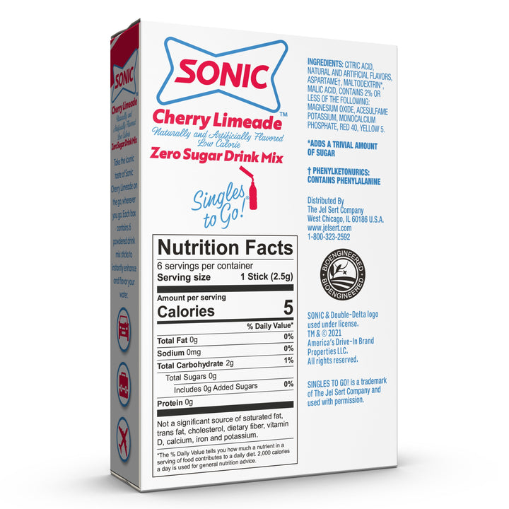 Sonic Cherry Limeade Singles To Go-6 Count-12/Case