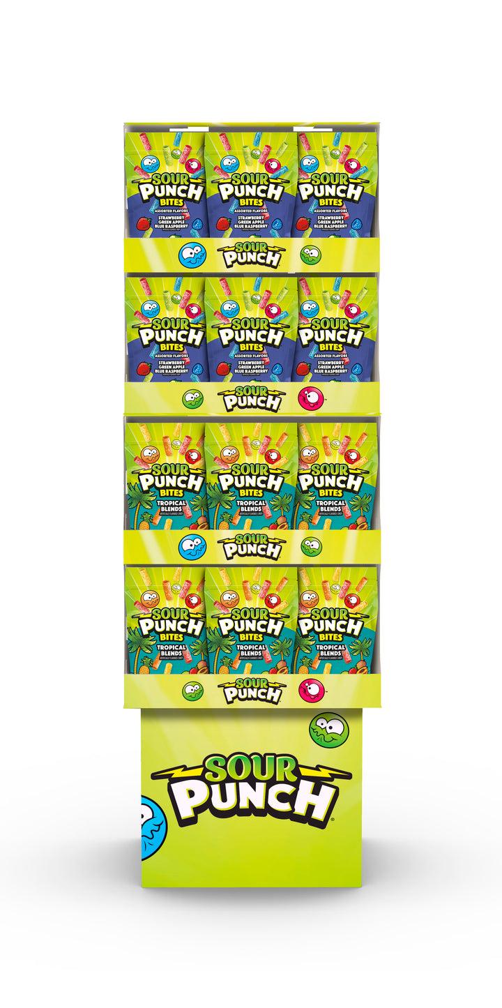 Sour Punch Assorted & Tropical Bites Gummy Candy-36 Count-1/Case