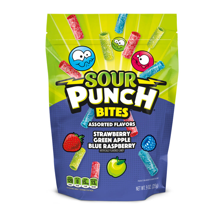 Sour Punch Assorted & Tropical Bites Gummy Candy-36 Count-1/Case