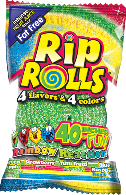Rip Rolls Rainbow Reaction Display Carton-1.4 oz.-24/Box-12/Case