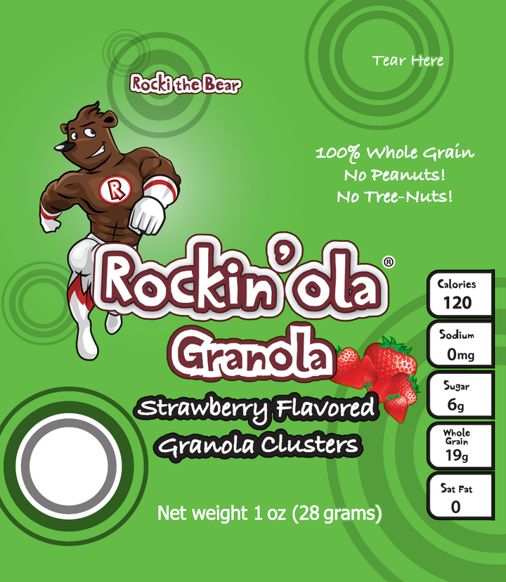 Rockin'ola Strawberry Granola 1 oz. Snack-28 Gram-250/Case