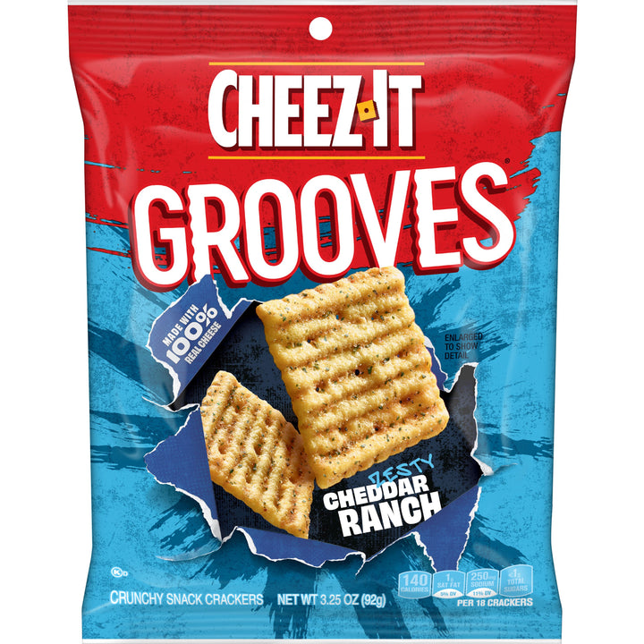 Cheez-It Grooves Zesty Cheddar Ranch Crackers-3.25 oz.-6/Case