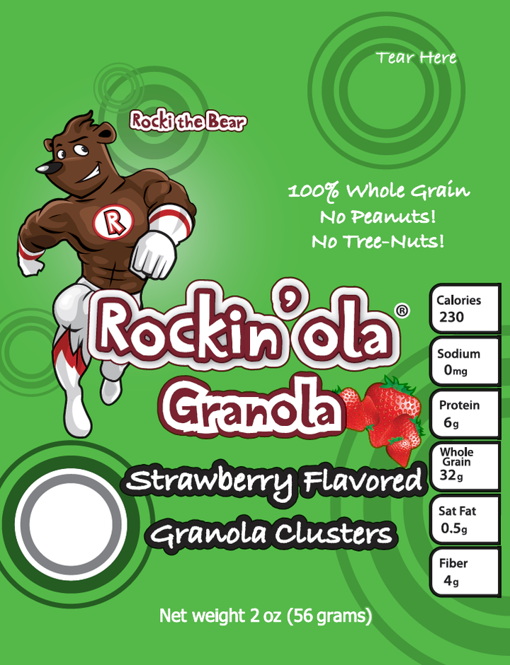 Rockin'ola Strawberry Granola 2 oz. Snack-56 Gram-125/Case