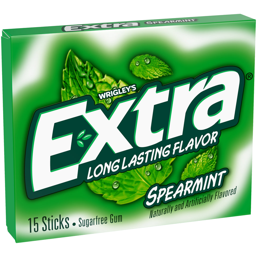 Extra 15 Piece Single Serve Spearmint Gum-15 Piece-3/Box-20/Case