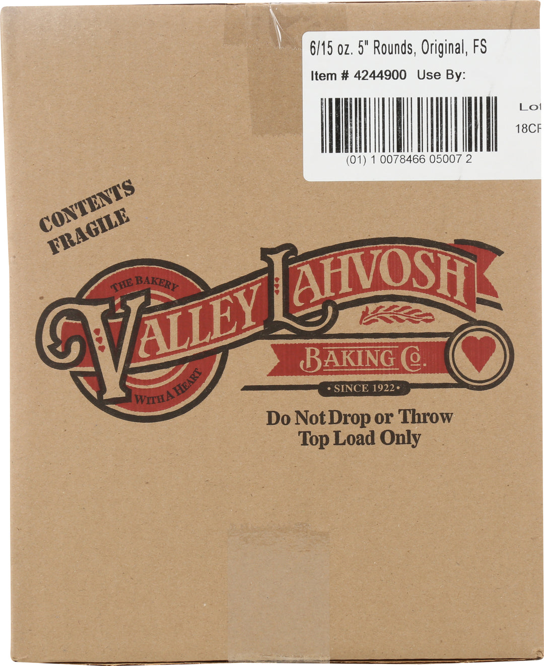 Valley Lahvosh Valley Lahvosh Crackerbread Rounds Original 5 Inch-15 oz.-6/Case