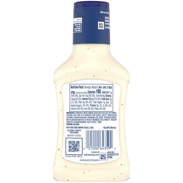 Kraft Classic Ranch Dressing Bottle-8 fl oz.-9/Case