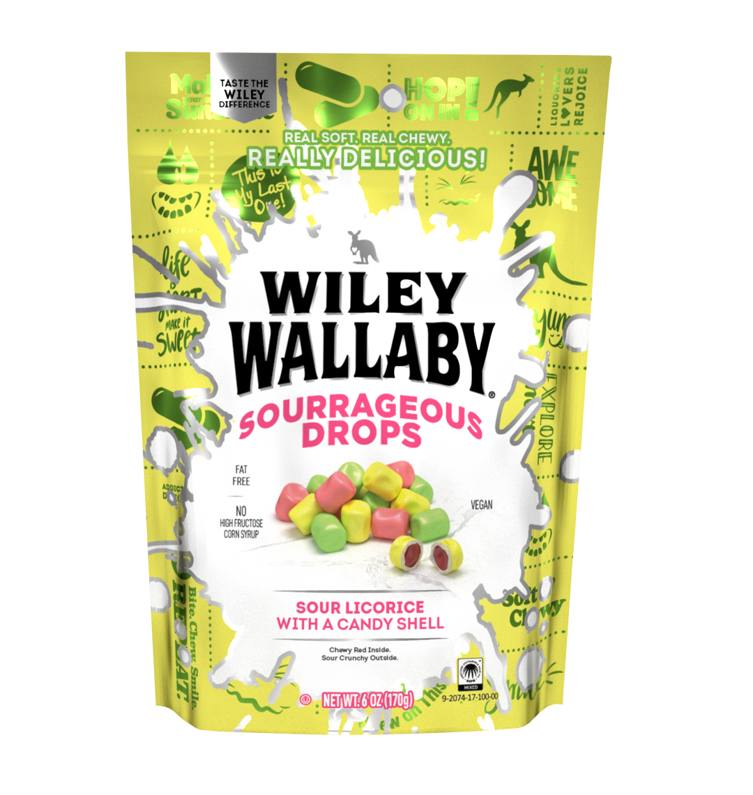 Wiley Wallaby Sourrageous Sour Beans Licorice-6 oz.-12/Case