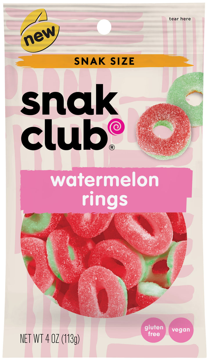 Snak Club Watermelon Gummy Rings-4 oz.-12/Case