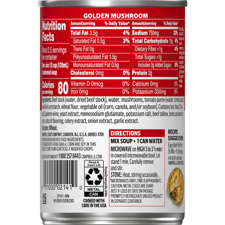 Campbell's Condensed Soup Red & White Golden Mushroom-10.5 oz.-12/Case