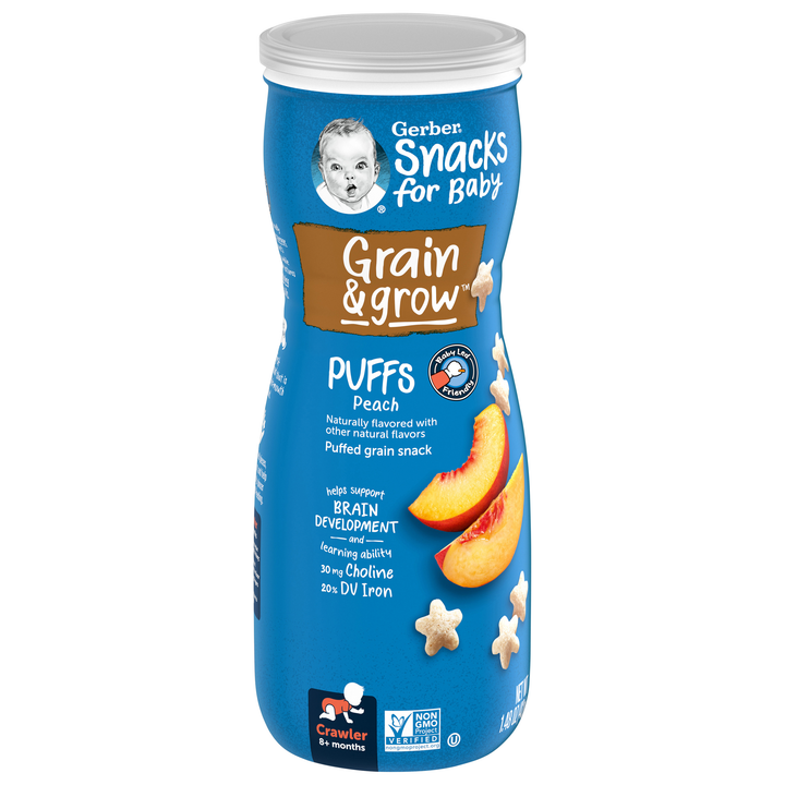 Gerber Graduates Non-Gmo Peach Puffs Cereal Baby Snack Canister-1.48 oz.-6/Case