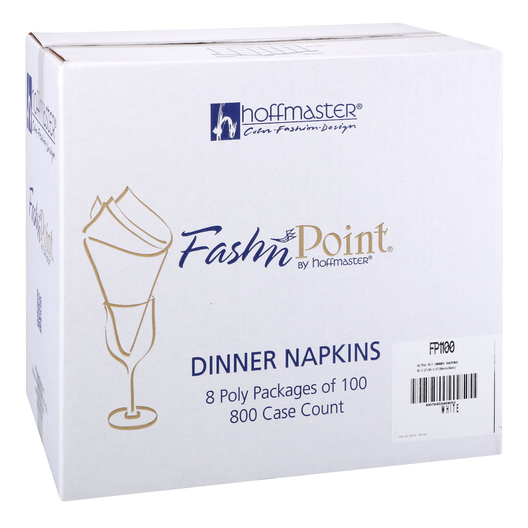 Hoffmaster Fashnpoint 15.5 Inch X 15.5 Ultra Ply 1/8 Fold Paper White Dinner Napkin-100 Each-8/Case