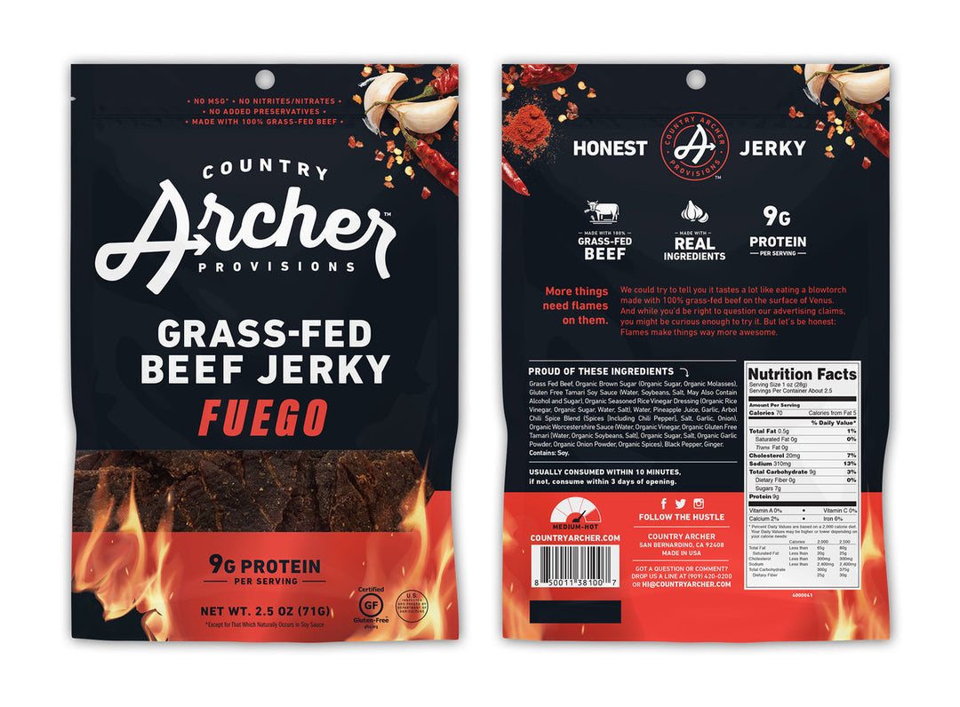 Country Archer Jerky Co Crushed Red Peppers Beef Jerky Fuegfueg-2.5 oz.-12/Case