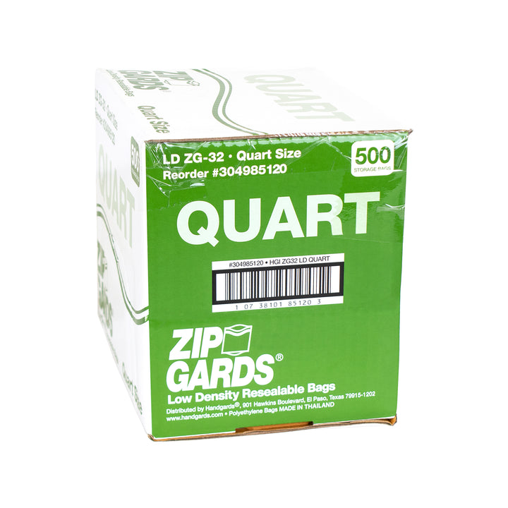 Zipgards Low Density Recloseable 7 Inch X 8 Inch Quart Storage Bag-500 Each-500/Box-1/Case