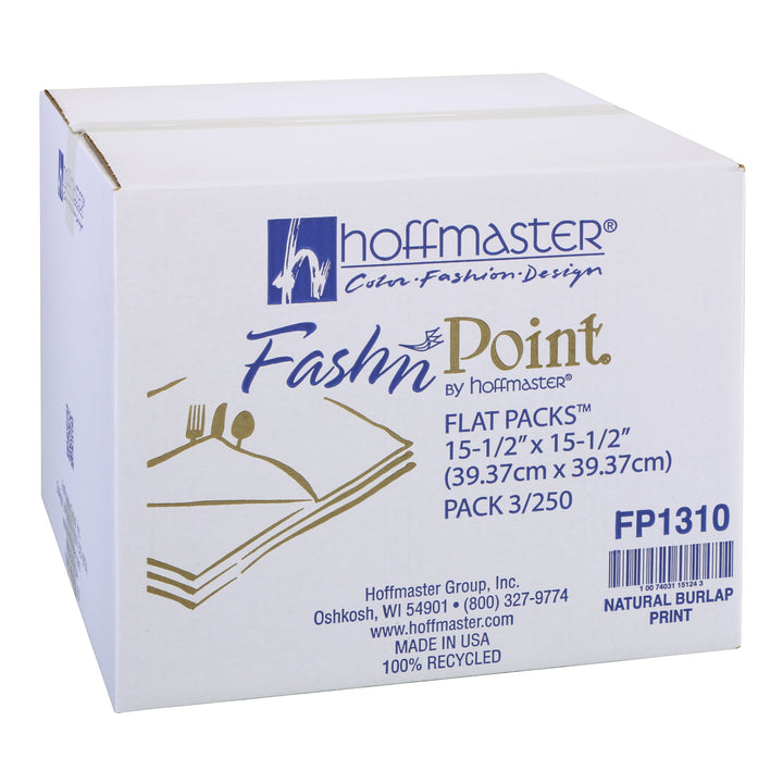 Hoffmaster Napkin Flat Pack Fashn Point Natural Burlap-250 Each-3/Case
