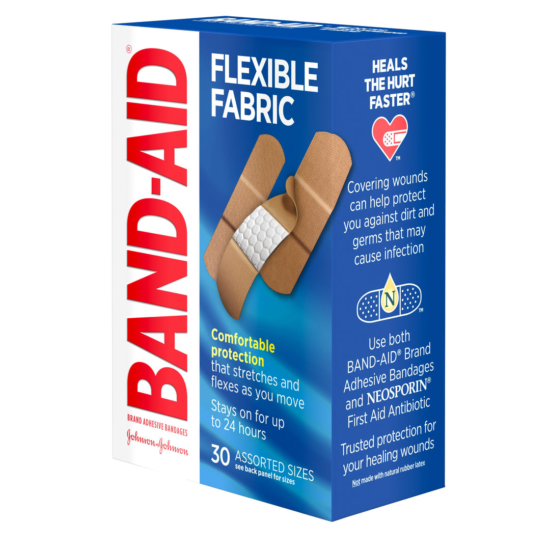 Band Aid Flexible Fabric Assorted Bandages Box-30 Count-6/Box-4/Case