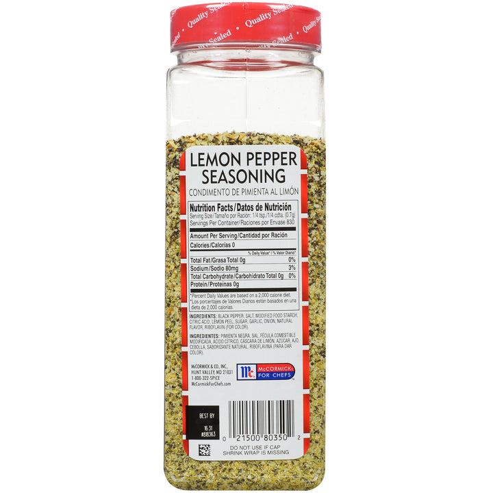 Lawry's No Msg Lemon Pepper Seasoning-20.5 oz.-6/Case