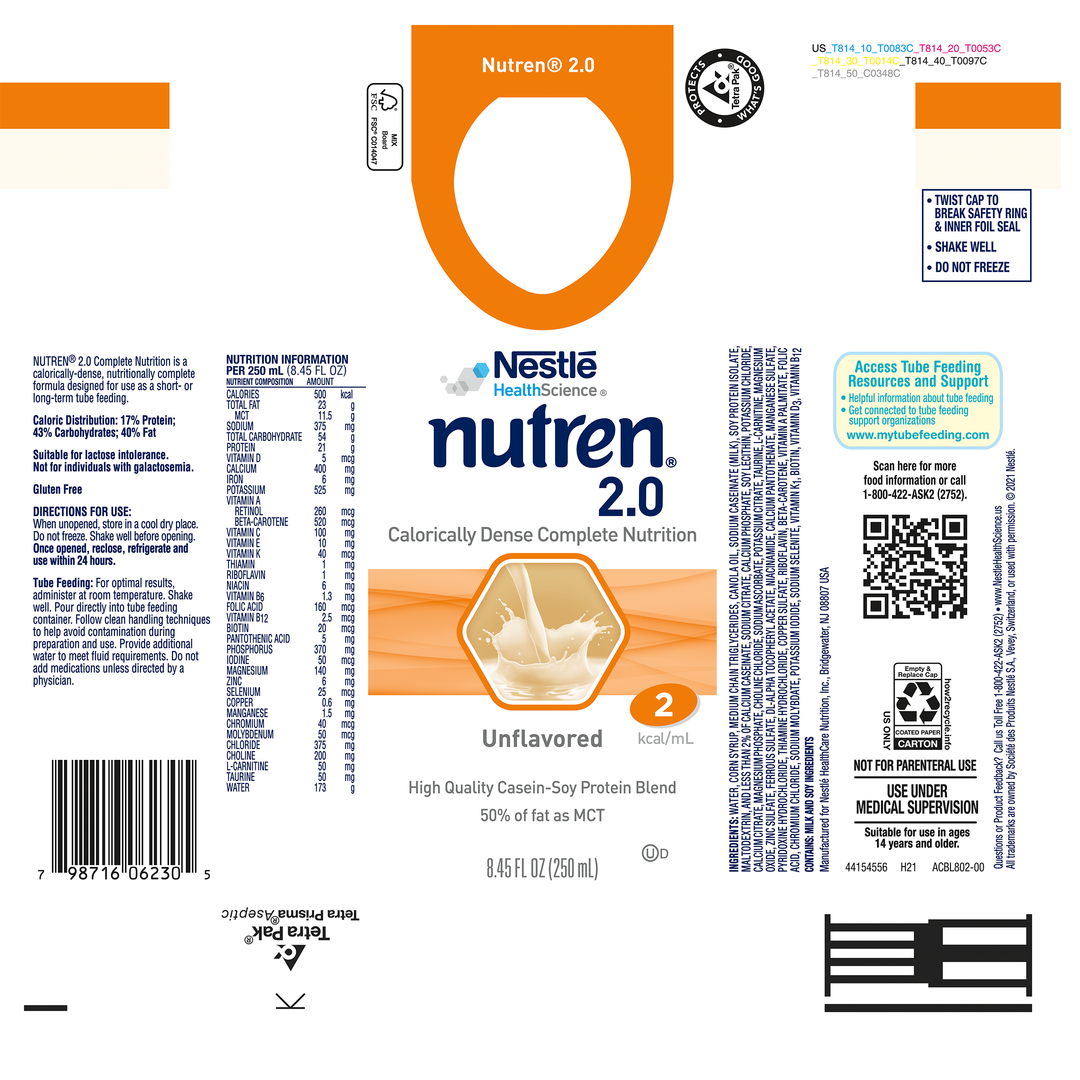 Nestle Nutren 2.0 Malnutrition Rtd Calorically Dense Liquid Formula-8.45 fl oz.-24/Case