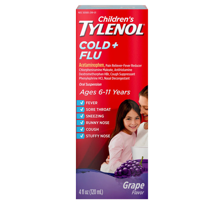 Tylenol Children's Cold & Flu Suspension Grape-4 fl oz.-3/Box-12/Case