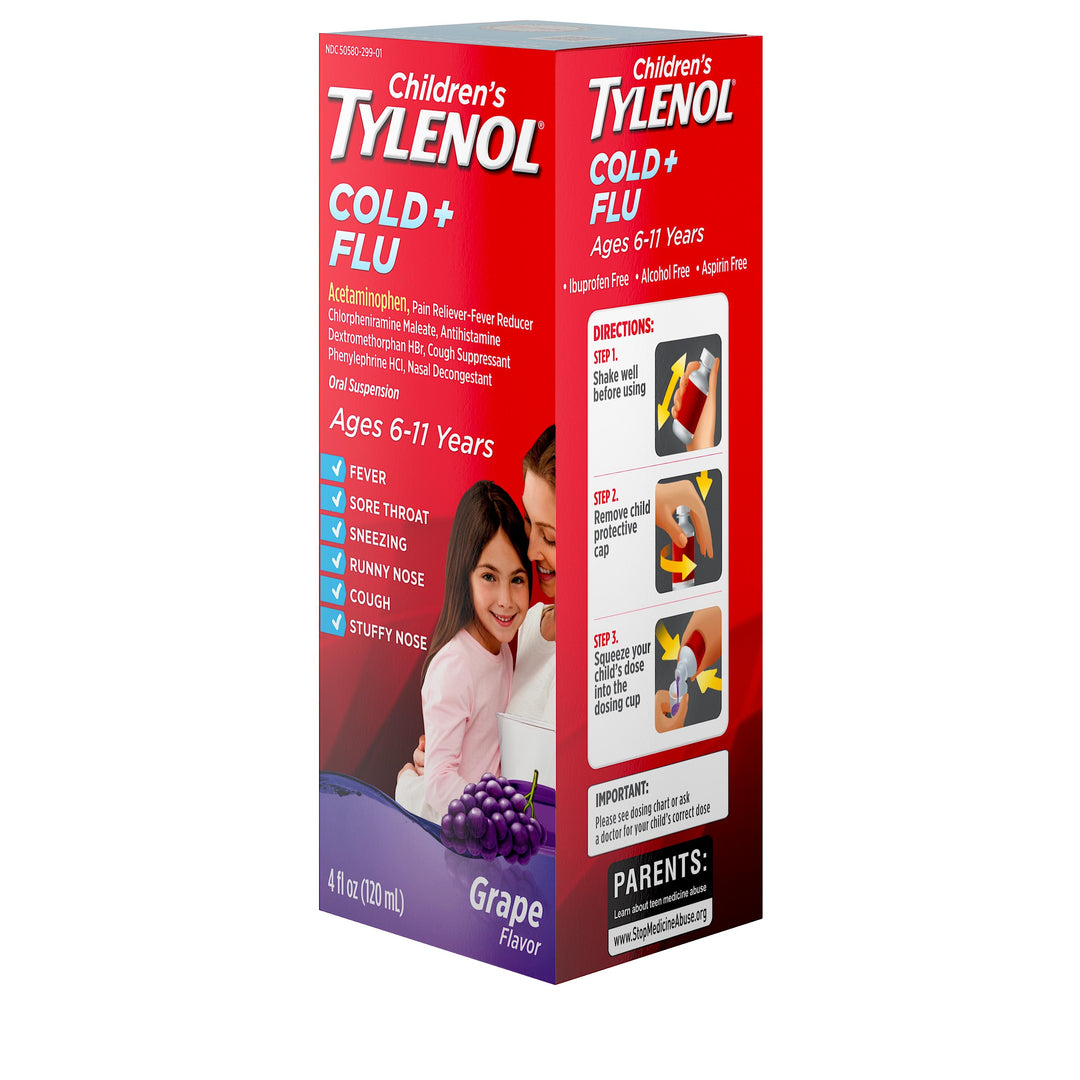Tylenol Children's Cold & Flu Suspension Grape-4 fl oz.-3/Box-12/Case