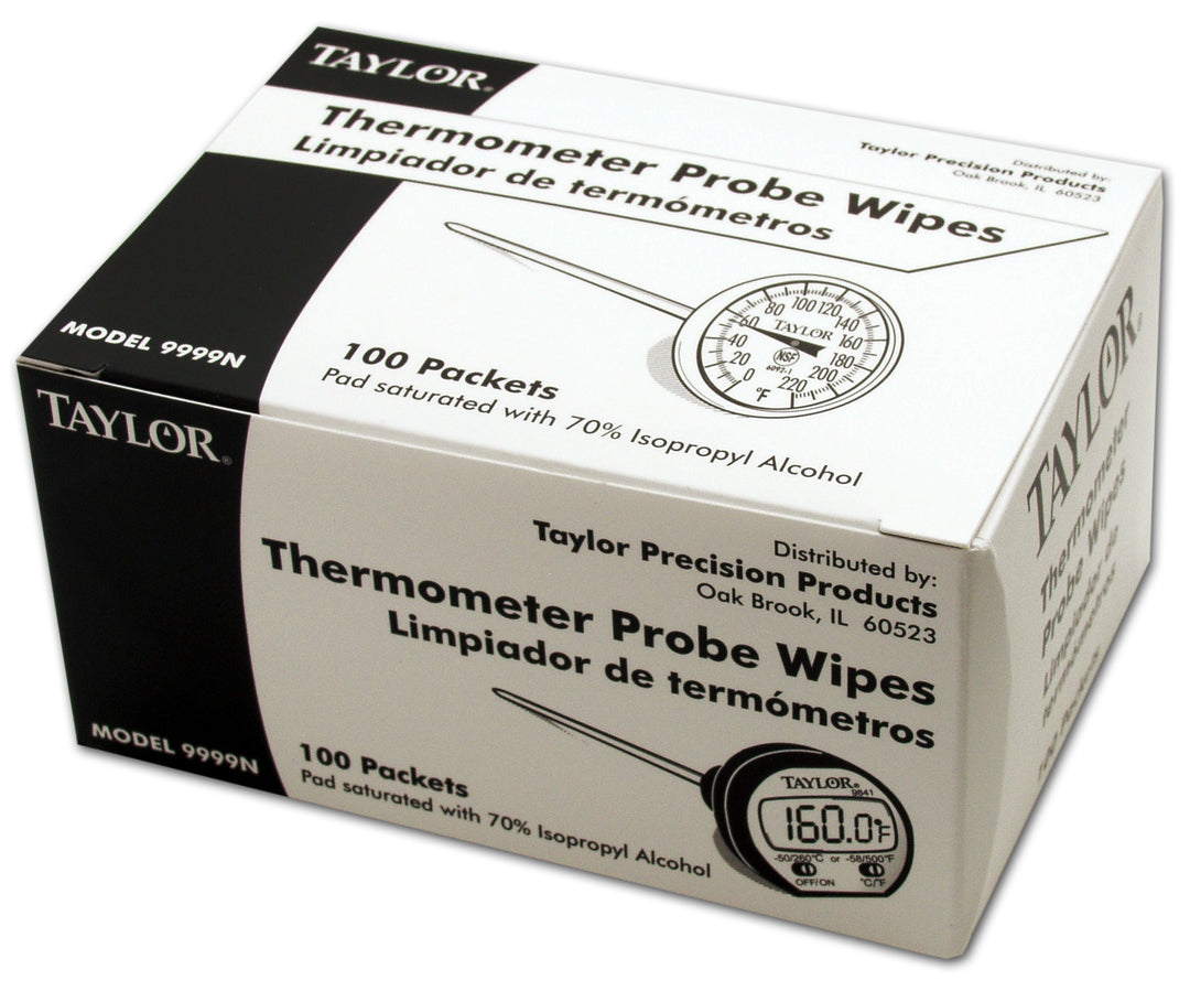 Taylor Haccp Individually Wrapped Thermometer Probe Wipes 100 Count Box-10 Each-1/Case