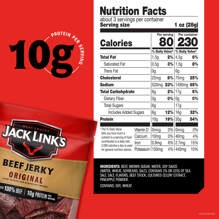 Jack Link's Beef Jerky Original-2.85 oz.-8/Case