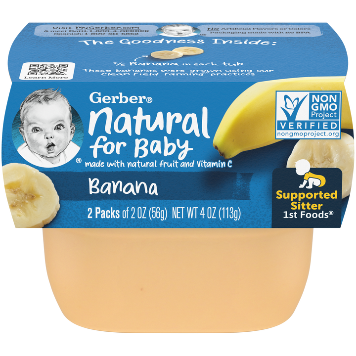Gerber 1St Foods Non-Gmo Banana Puree Baby Food Tub-2X 2 Oz Tubs-4 oz.-4/Box-2/Case