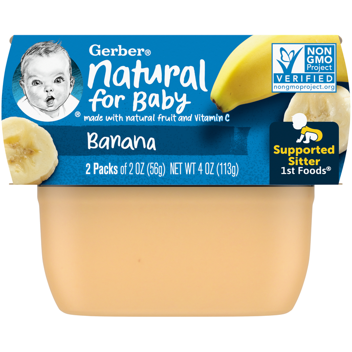 Gerber 1St Foods Non-Gmo Banana Puree Baby Food Tub-2X 2 Oz Tubs-4 oz.-4/Box-2/Case