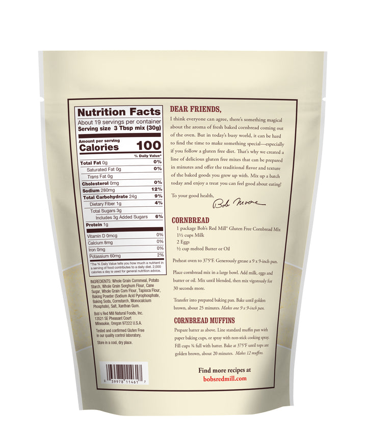 Bob's Red Mill Natural Foods Inc Gluten Free Cornbread Mix-20 oz.-4/Case