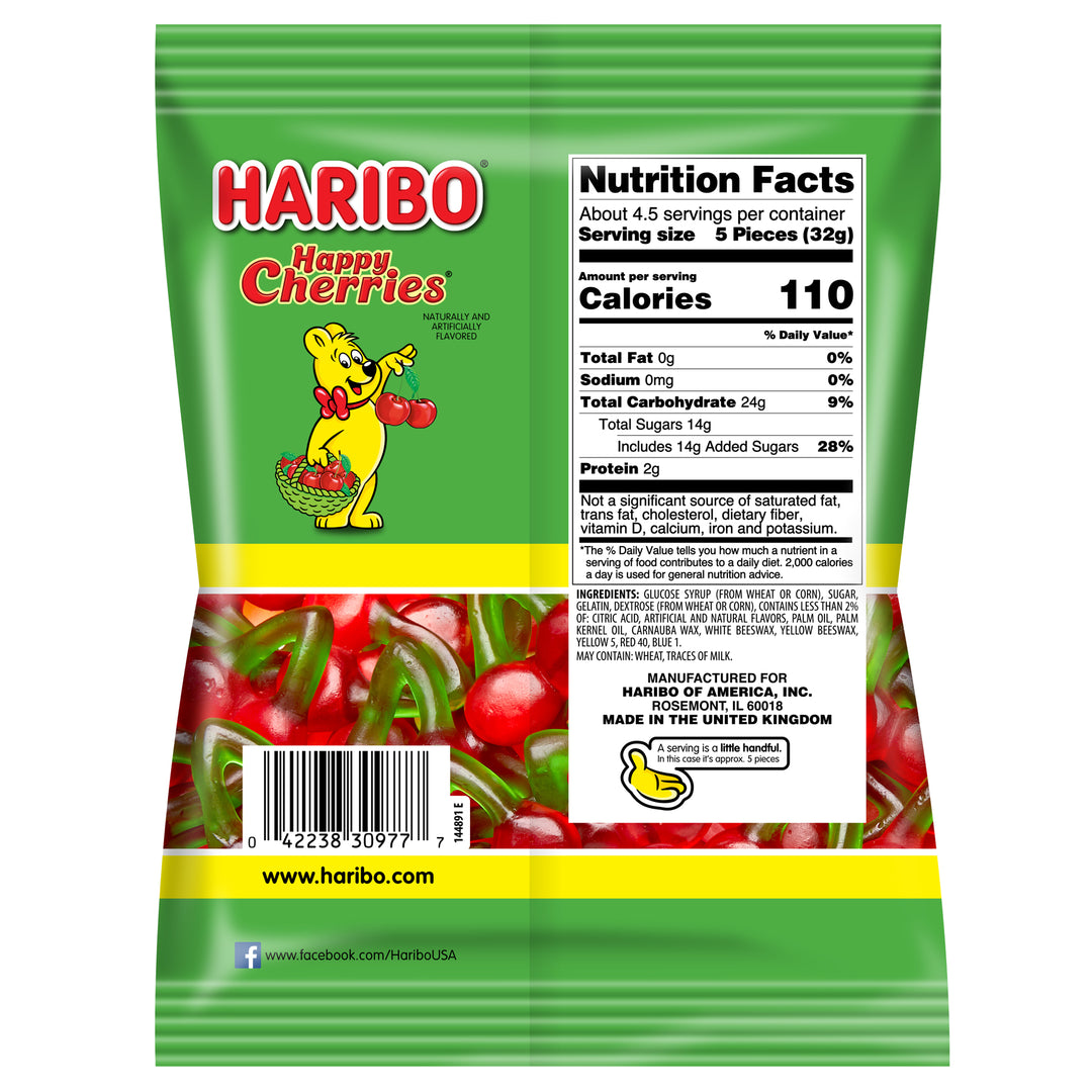 Haribo Twin Cherries Gummy Candy-5 oz.-12/Case