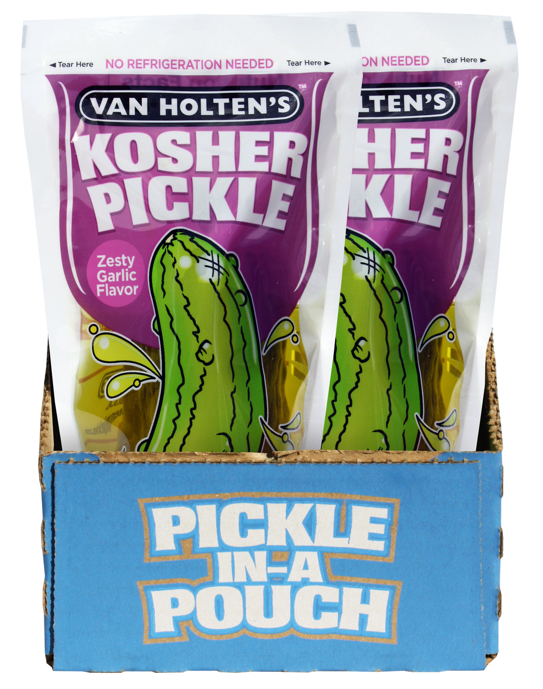 Van Holten's Jumbo Garlic Pickle Whole Single Serve Pouch-1 Each-12/Case