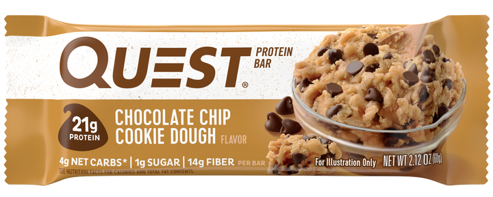 Quest Bar Gluten Free Chocolate Chip Cookie Dough Protein Bar-2.12 oz.-12/Box-12/Case