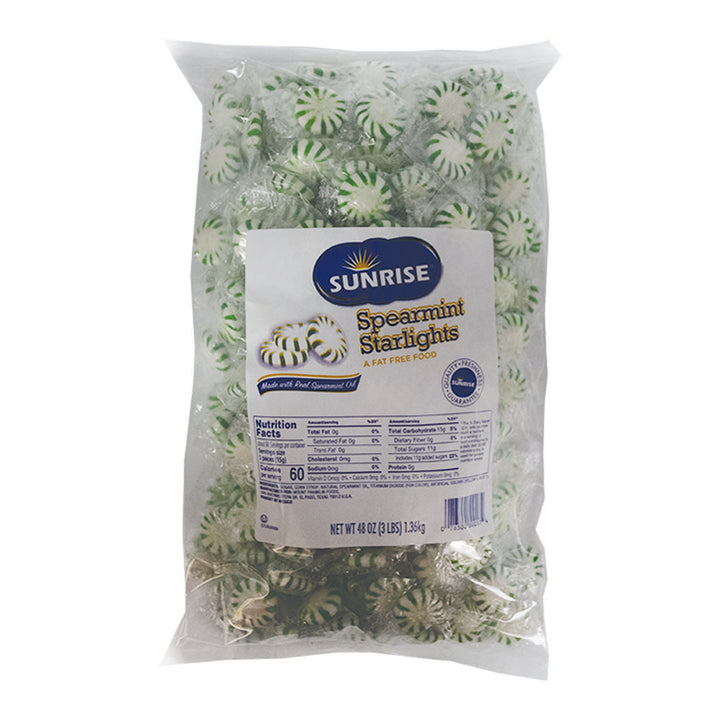 Sunrise Confections Candy Spearmint Starlights White Center Individually Wrapped-3 lb.-8/Case