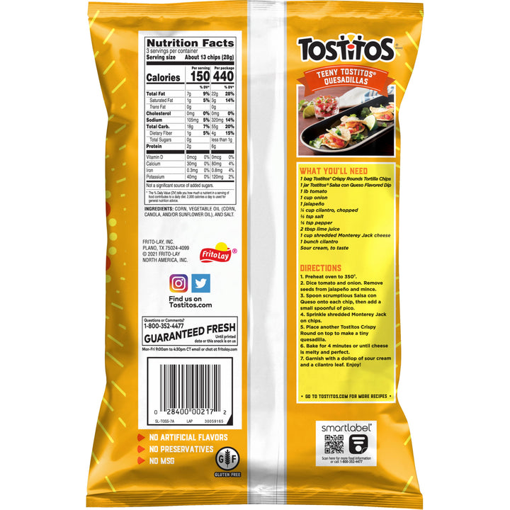 Tostitos Crispy Rounds Tortilla Chips-3 oz.-28/Case