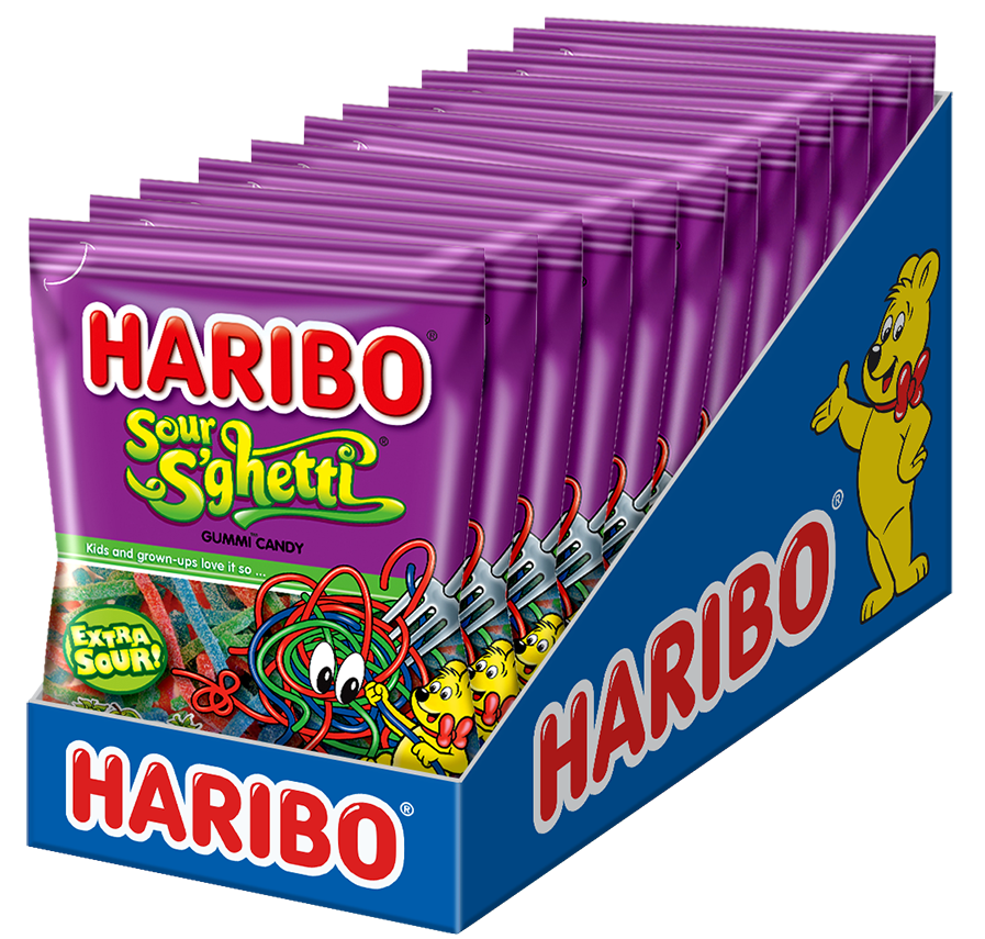 Haribo Sour S'ghetti Gummi Candy-5 oz.-12/Case