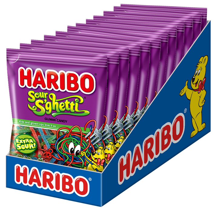 Haribo Sour S'ghetti Gummi Candy-5 oz.-12/Case