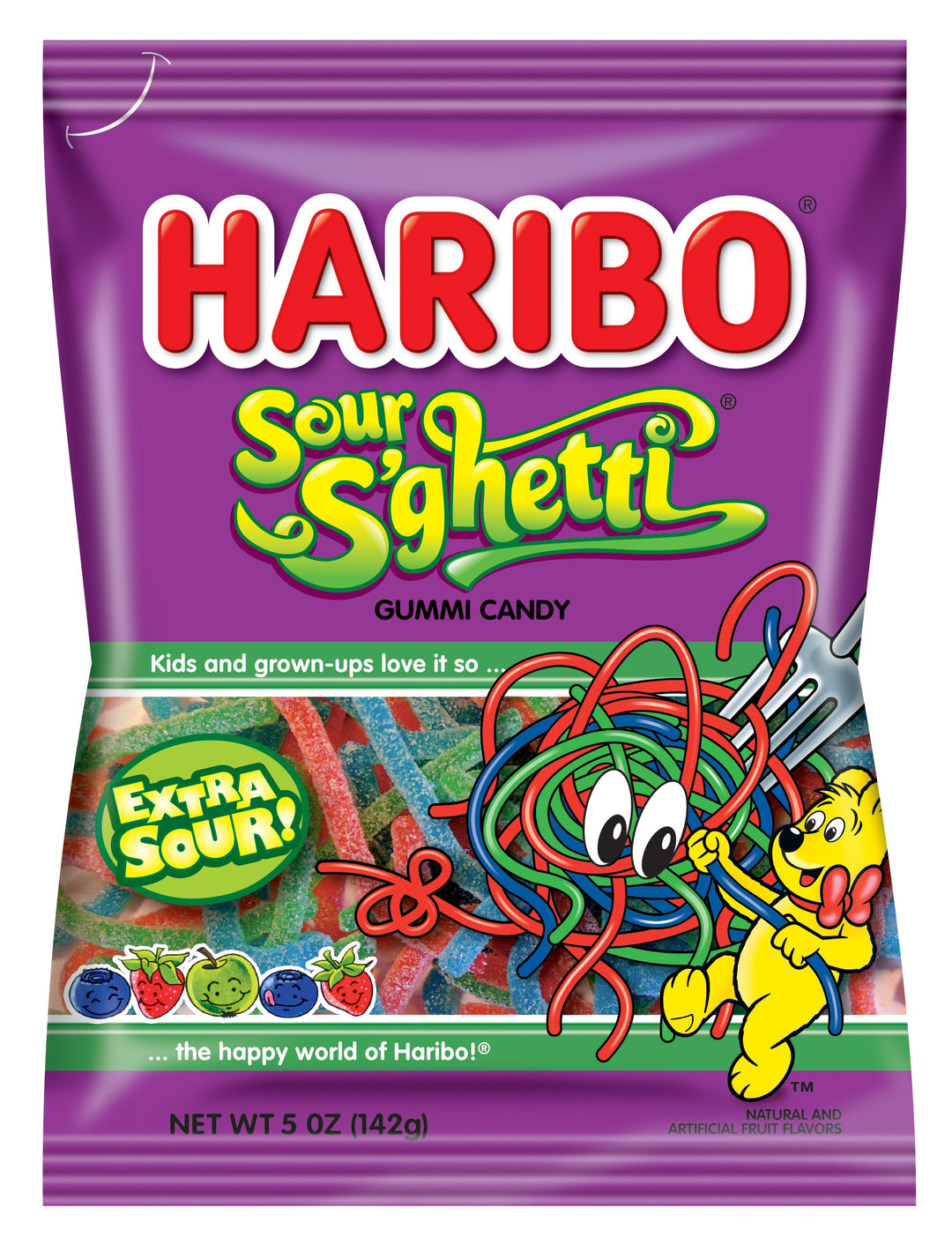Haribo Sour S'ghetti Gummi Candy-5 oz.-12/Case