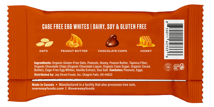Over Easy Peanut Butter Dark Chocolate Breakfast Bar-1.8 oz.-12/Box-12/Case